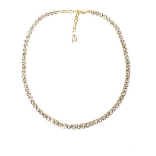 Amina Muaddi Guld Tennis Halsband med Monogram Charm Yellow, Dam