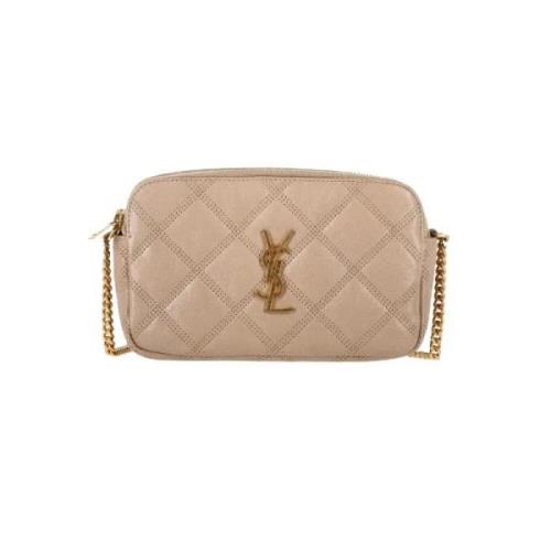 Yves Saint Laurent Vintage Pre-owned Laeder crossbodyvskor Beige, Dam