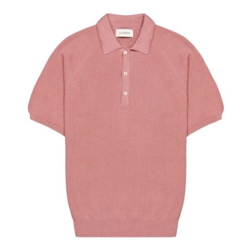 Laneus Rosa Bomull Mesh Polo med Knappar Pink, Herr