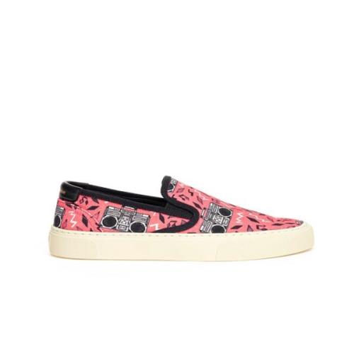 Saint Laurent Canvas Slip-On med Radio Print Multicolor, Dam