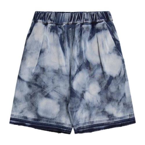 Laneus Blekta Denim Tie Dye Bermuda Shorts Blue, Herr