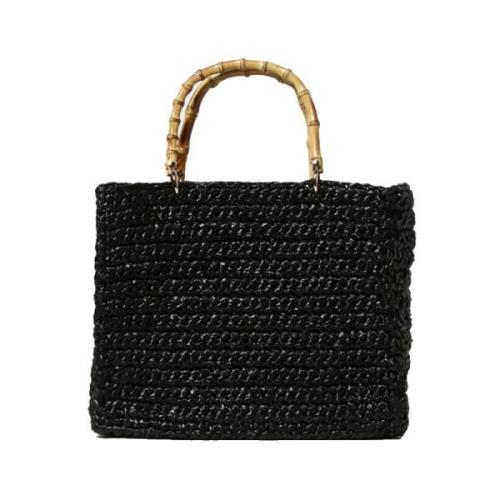 Chica London Fyrkantig Virkad Handväska med Avtagbar Clutch Black, Dam