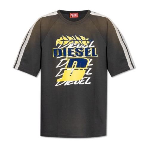 Diesel T-shirt 'T-Roxt-Stripe' Black, Herr