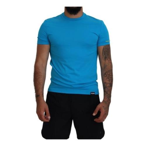 Dsquared2 Blå Crewneck Modal T-shirt Blue, Herr