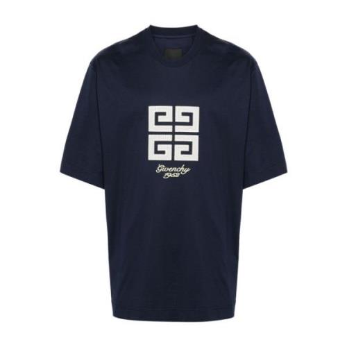 Givenchy Broderad Logotyp Jersey T-shirts och Polos Blue, Herr