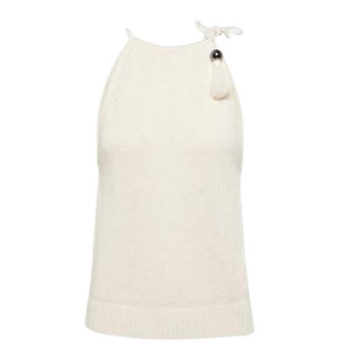 Max Mara Ivory Linne Topp Beige, Dam