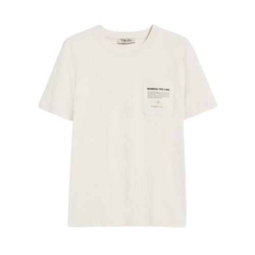 Max Mara Jersey Interlock Kortärmad Ficka T-shirt White, Dam