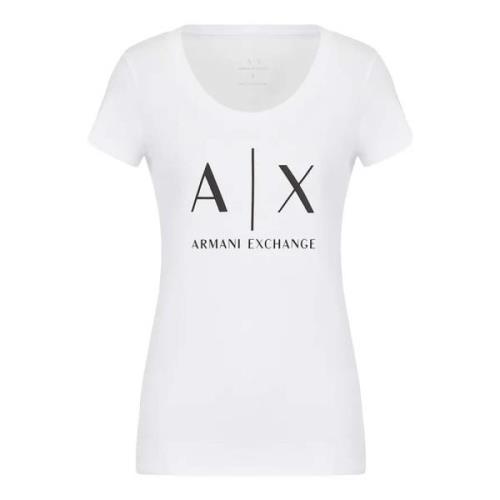Armani Exchange Vit Logo T-shirt Långärmad Rund Hals White, Dam