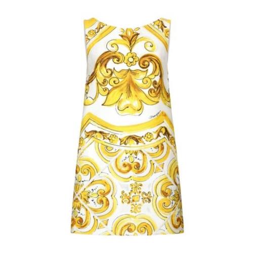 Dolce & Gabbana Majolica Print Sidensklänning Multicolor, Dam