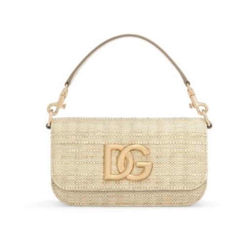 Dolce & Gabbana Raffia Axelväska med DG Logo Beige, Dam