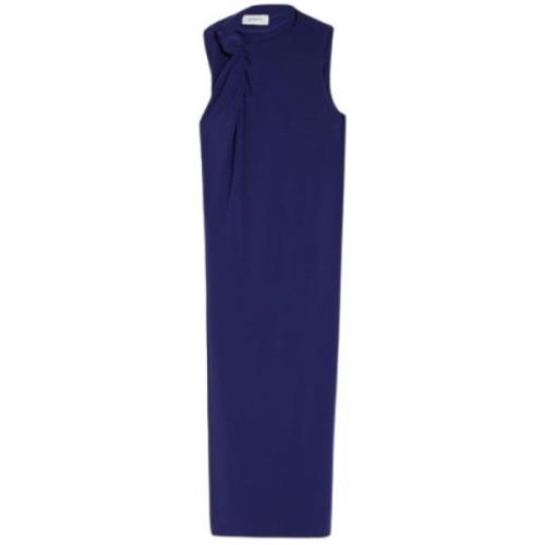 Sportmax Blå Jersey Klänning Asymmetrisk Passform Blue, Dam