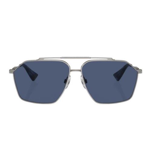 Dolce & Gabbana Pilotstil Solglasögon Blå Linser Gray, Unisex
