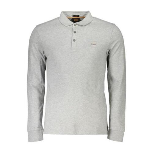 Hugo Boss Grå Långärmad Polo Shirt med Logo Gray, Herr