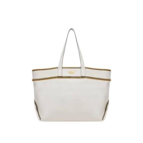 Moschino Ivory Couture Clutch med Guld Dragkedja White, Dam