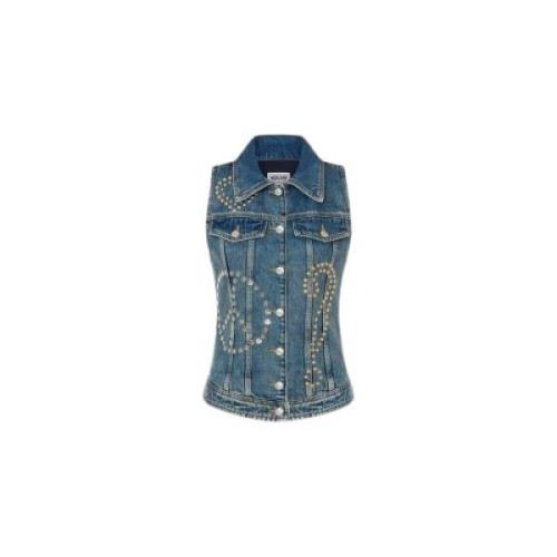 Moschino Denim Studded Peace Gilet Blue, Dam