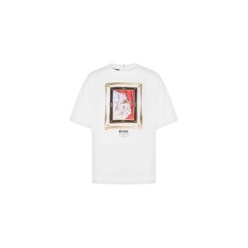 Moschino Satin Script Logo T-shirt White, Dam