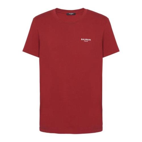 Balmain Flocked T-shirt Red, Herr