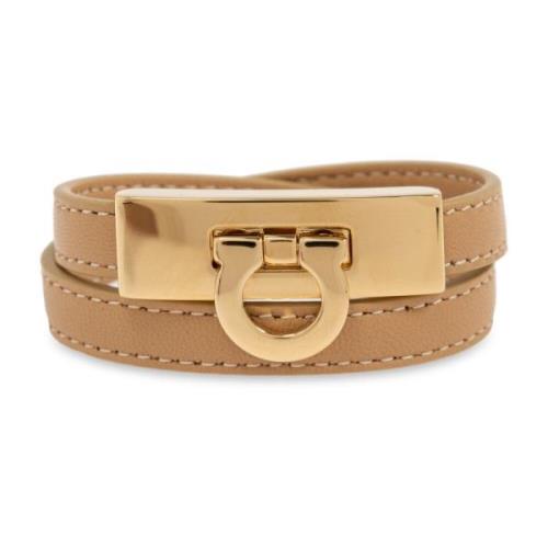 Salvatore Ferragamo Läderarmband Beige, Dam