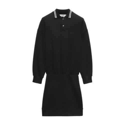 Msgm Svart Jersey Polo Klänning Black, Dam