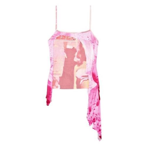 Diesel Grafiskt Tryck Camisole Top Pink Multicolor, Dam