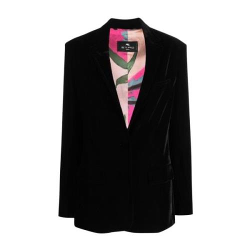 Etro Svart Sammet Blazer Jacka Black, Dam