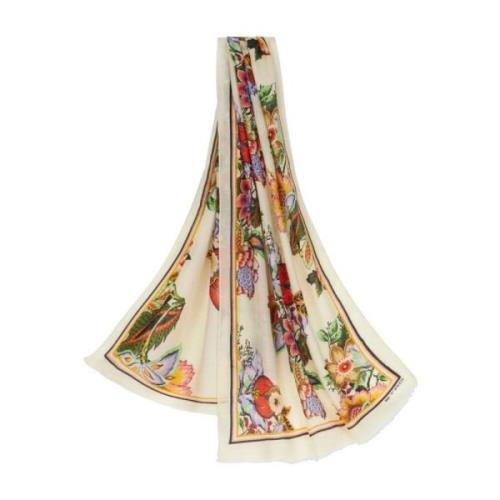 Etro Blommig Randig Kasmir-Sidenscarf Multicolor, Dam