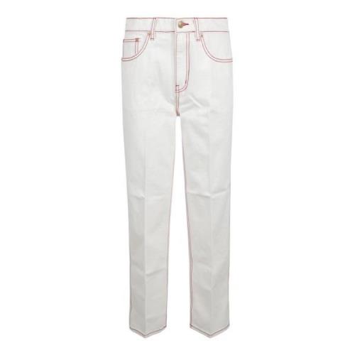 Tory Burch Högmidjade Straight Jeans White, Dam