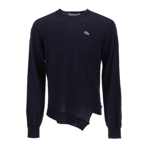 Comme des Garçons Bias-Cut Sweater med Krokodil Patch Blue, Herr