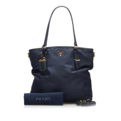 Prada Vintage Pre-owned Tyg totevskor Blue, Dam