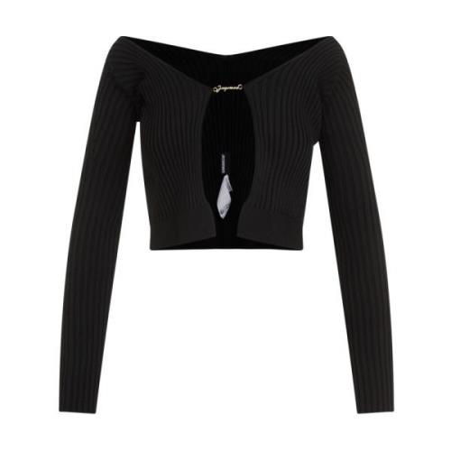 Jacquemus Svart Viskos Cardigan Sweater Black, Dam