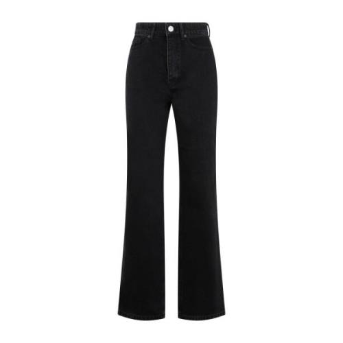 By Malene Birger Svarta Denim Flared Byxor Aw23 Black, Dam