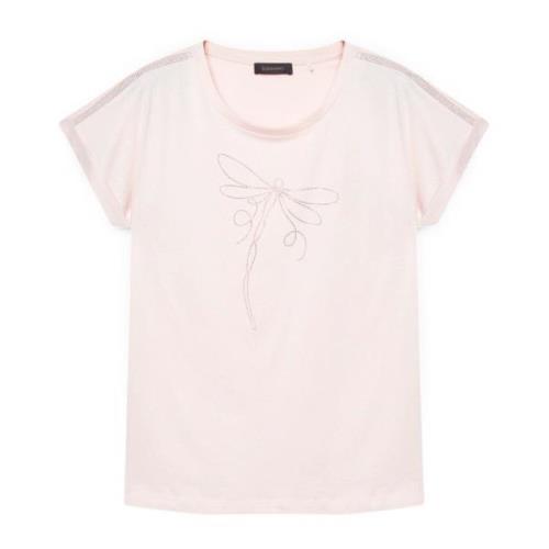 Elena Mirò Bomull T-shirt med Applikationer Pink, Dam