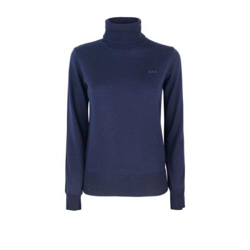 A.p.c. Blå Merino Slim Fit Sweater Blue, Dam