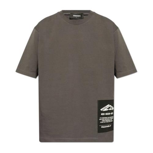 Dsquared2 T-shirt med logopatch Gray, Herr