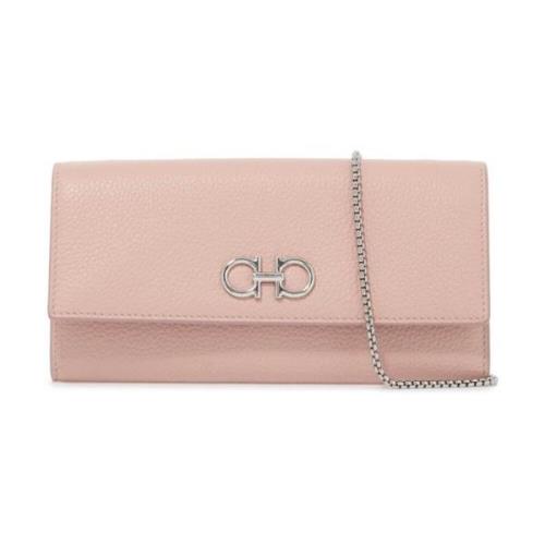 Salvatore Ferragamo Ikonisk Silver Gancini Mini Väska Pink, Dam