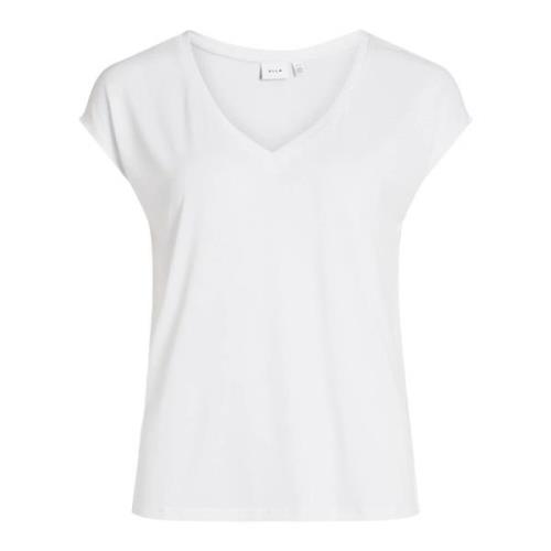 Vila V-ringad T-shirt Vår/Sommar Kollektion White, Dam