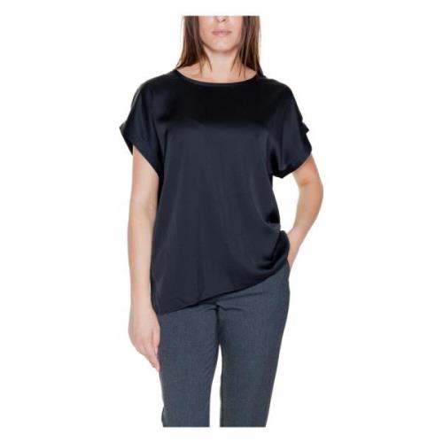 Vila Satin Top Dam T-Shirt Vår/Sommar Black, Dam