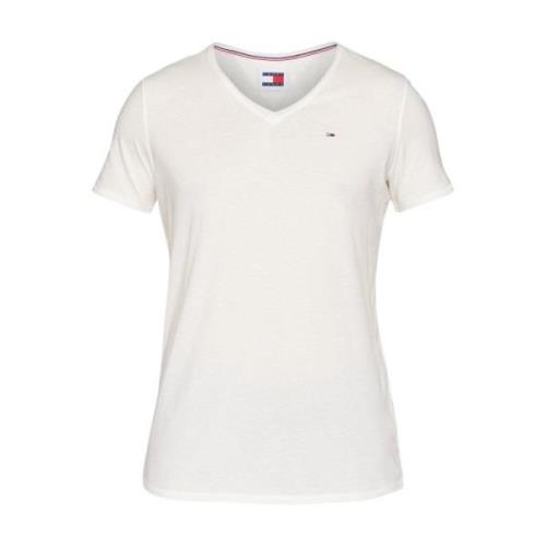 Tommy Jeans Grundläggande V-ringad T-shirt - Vit White, Herr