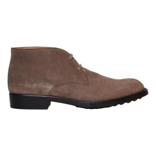 Tod's Beige Mocka Ankelboots Brown, Herr