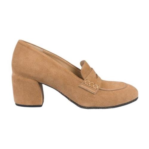 DEL Carlo Beige Mocka Mellanhöjd Pumps Beige, Dam