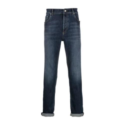 Brunello Cucinelli Blåa Cropped Jeans Blue, Herr