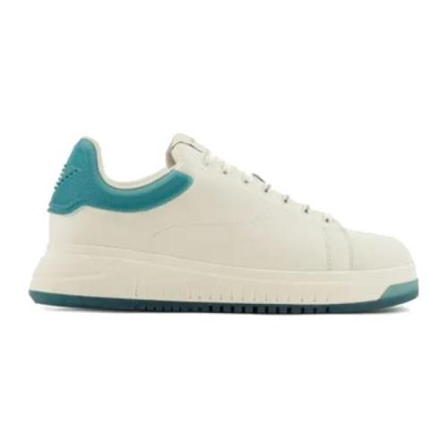 Emporio Armani Turkos Sneaker med Transparent Retro och Örnlogo White,...