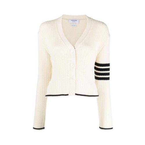 Thom Browne Stilfull Stickad Cardigan Tröja White, Dam