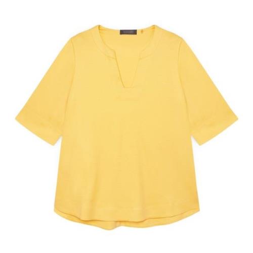 Elena Mirò Y-Hals Armbåge Ärm T-shirt Safran Yellow, Dam