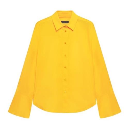 Elena Mirò Bomullspoplin skjorta med utsvängda manschetter Orange, Dam