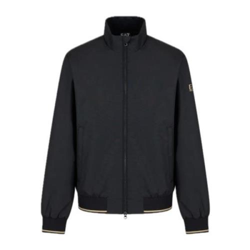 Emporio Armani EA7 Svart Bomberjacka med Guldlogga Black, Herr