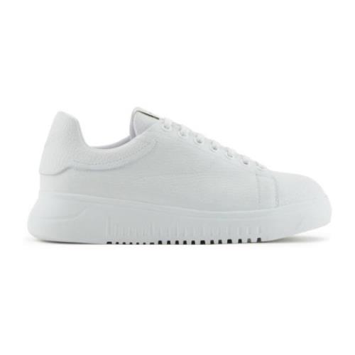 Emporio Armani Vit Läder Sneaker med Logotypinsats White, Dam