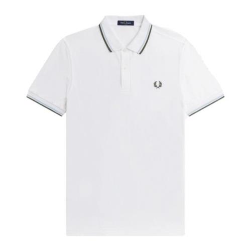 Fred Perry Slim Fit Twin Tipped Polo White, Herr