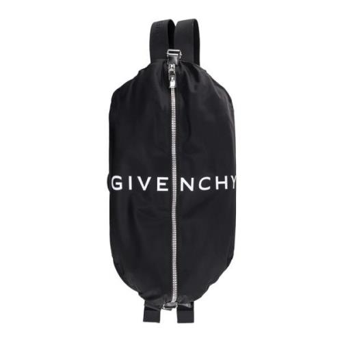 Givenchy Stilren och Funktionell Nylonryggsäck med Logotryck Black, He...