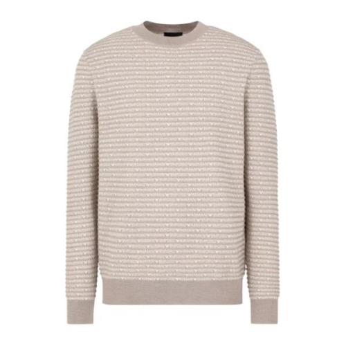 Emporio Armani Logo Lettering Pullover All Over Beige, Herr